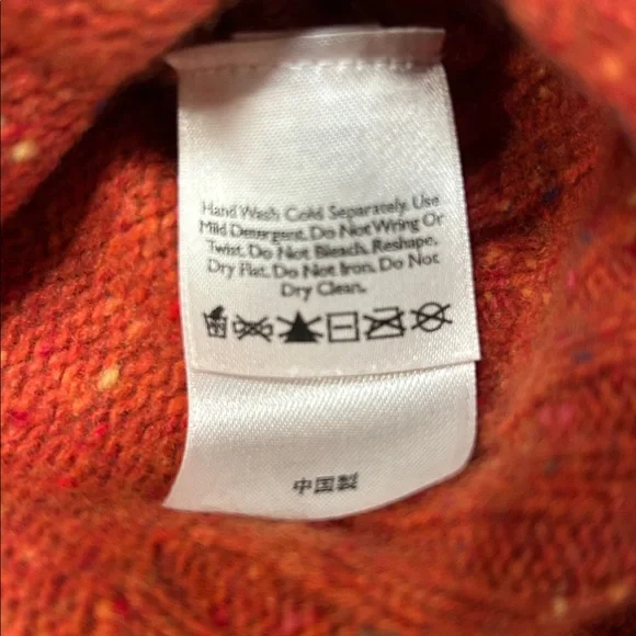 Eddie Bauer Red/Orange Tweed Cardigan Wool/Cashmere with Leather Accents | Sz L - Picture 4 of 8